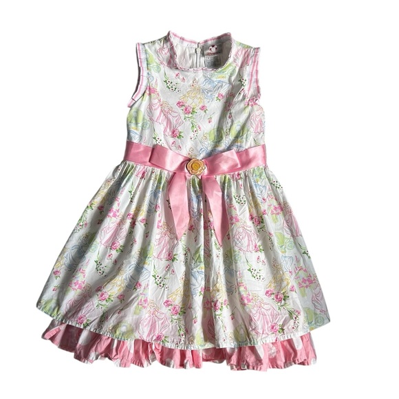 Disney Princess Authentic Floral Sleeveless Dress Size Girls 5 Cinderella Aurora - Picture 1 of 12